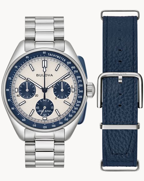 Silver Tone Dial Stainless Steel Bracelet Lunar Pilot 98K112 Bulova